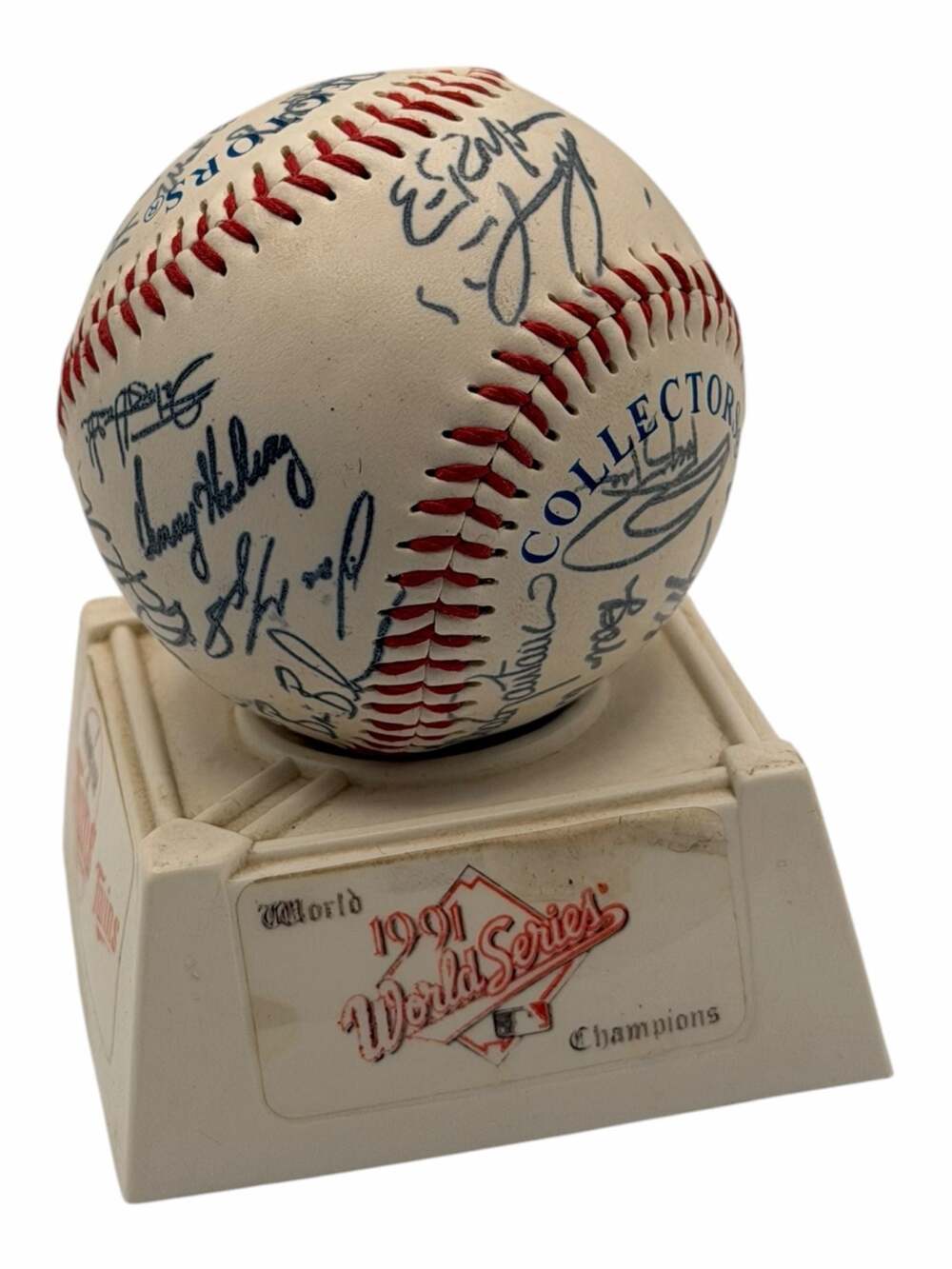 1991World Series Champions Minnesota Twins Souvenir Autographed Baseball & Stand